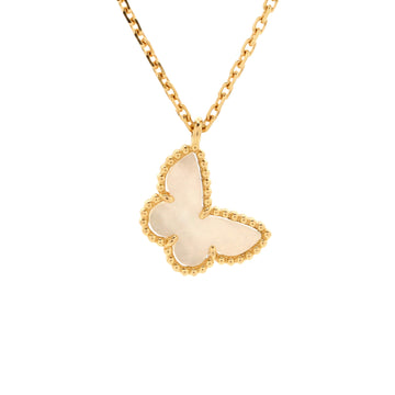 Van Cleef & Arpels Sweet Alhambra Butterfly Pendant Necklace 18K Yellow Gold and Mother of Pearl
