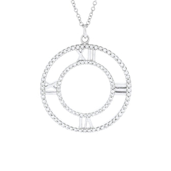 Tiffany & Co. Atlas Open Medallion Pendant Necklace 18K White Gold with Pave Diamonds Large