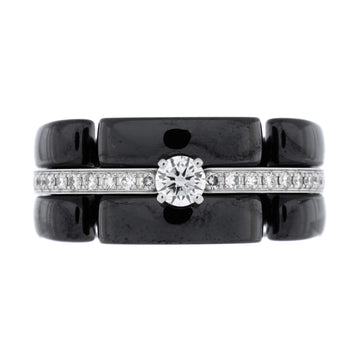 Chanel Ultra Link Solitaire Ring 18K White Gold and Ceramic with Diamonds