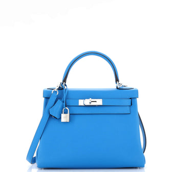 Hermes Kelly Handbag Verso Evercolor with Palladium Hardware 28