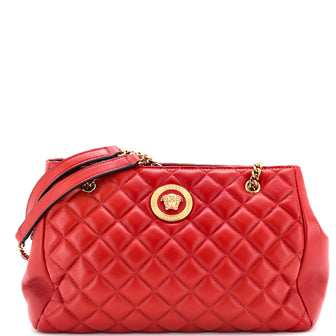 Versace Medusa Icon Open Chain Tote Quilted Leather Small