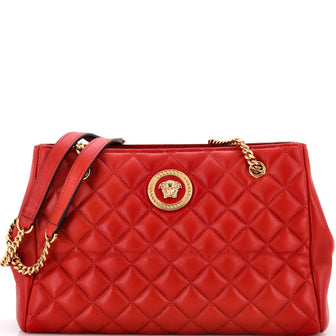 Versace Medusa Icon Open Chain Tote Quilted Leather Medium