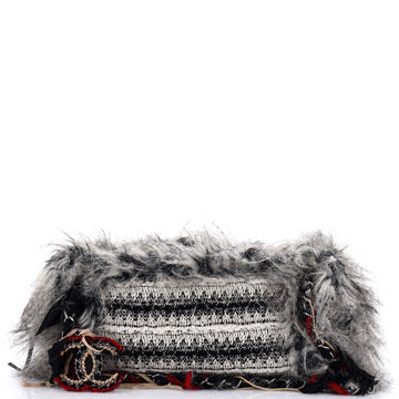 Chanel Inuit Fantasy Shoulder Bag Quilted Tweed with Faux Fur and Ribbon Large