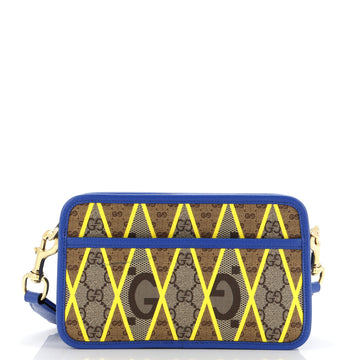 Gucci Zip Crossbody Bag Rhombus GG Coated Canvas with Leather Mini