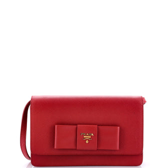 Prada Bow Wallet on Strap Saffiano Leather Small