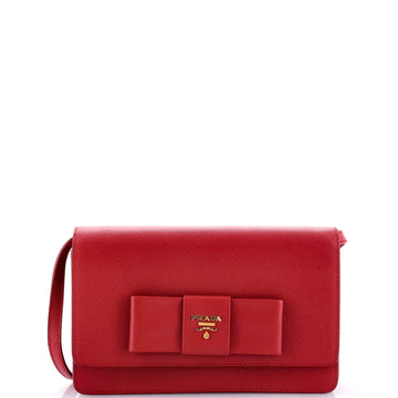 Prada Bow Wallet on Strap Saffiano Leather Small