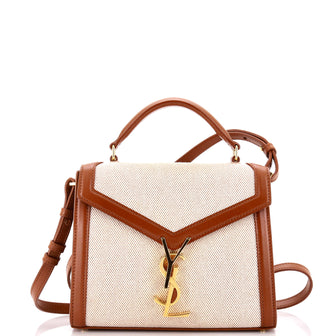 Saint Laurent Cassandra Top Handle Bag Canvas with Leather Mini