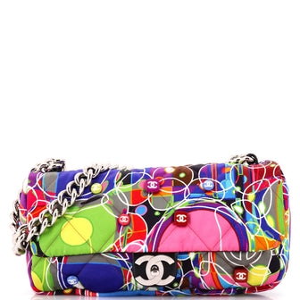 Chanel Kaleidoscope Chain Flap Bag Quilted Printed Satin Medium