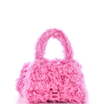Balenciaga Fluffy Hourglass Top Handle Bag Faux Fur Small