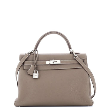 Hermes Kelly Handbag Grey Togo with Palladium Hardware 32