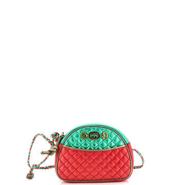 Gucci Trapuntata Camera Shoulder Bag Quilted Laminated Leather Mini