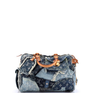 Louis Vuitton Patchwork Speedy Bag Denim 30