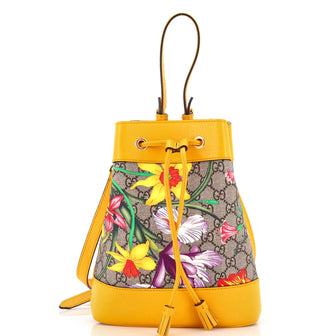 Gucci Ophidia Bucket Bag Flora GG Coated Canvas and Leather  Small