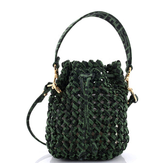 Fendi Mon Tresor Bucket Bag Jacquard Interlace Fabric Mini