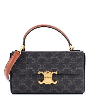 Celine Triomphe Box Top Handle Bag Triomphe Coated Canvas