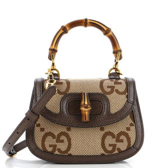 Gucci Bamboo 1947 Top Handle Bag Jumbo GG Canvas Mini
