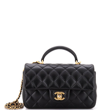 Chanel Classic Single Flap Top Handle Bag Quilted Lambskin Mini
