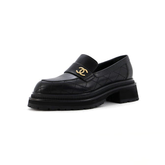 Chanel Women's CC Loafers Quilted Leather