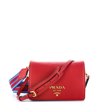 Prada Dual Strap Flap Crossbody Bag Vitello Daino Small
