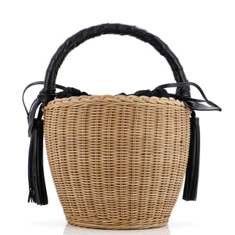 Saint Laurent Panier Tassel Round Bucket Bag Wicker with Leather