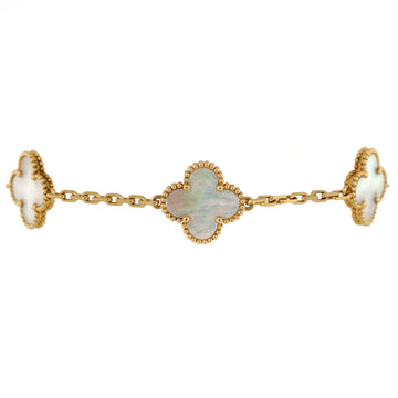 Van Cleef & Arpels Vintage Alhambra 5 Motifs Bracelet 18K Yellow Gold and Mother of Pearl