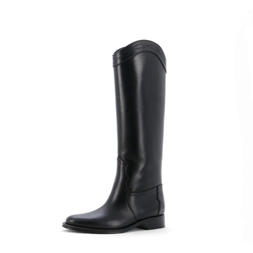 Saint Laurent Women's Kate Western Heeled Knee High Boots Leather