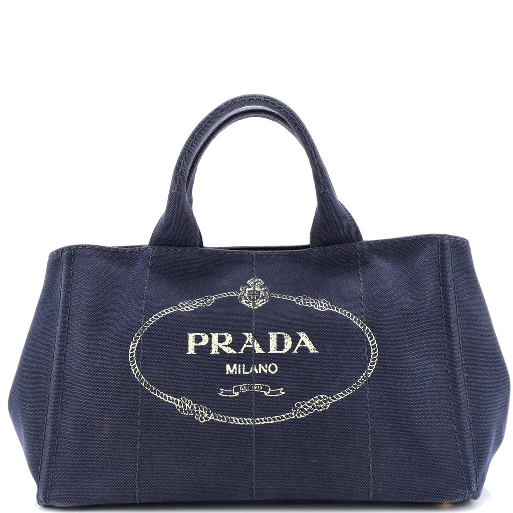 Prada Canapa Convertible Tote Canvas Medium Blue 3117731