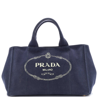 Prada Canapa Convertible Tote Canvas Medium