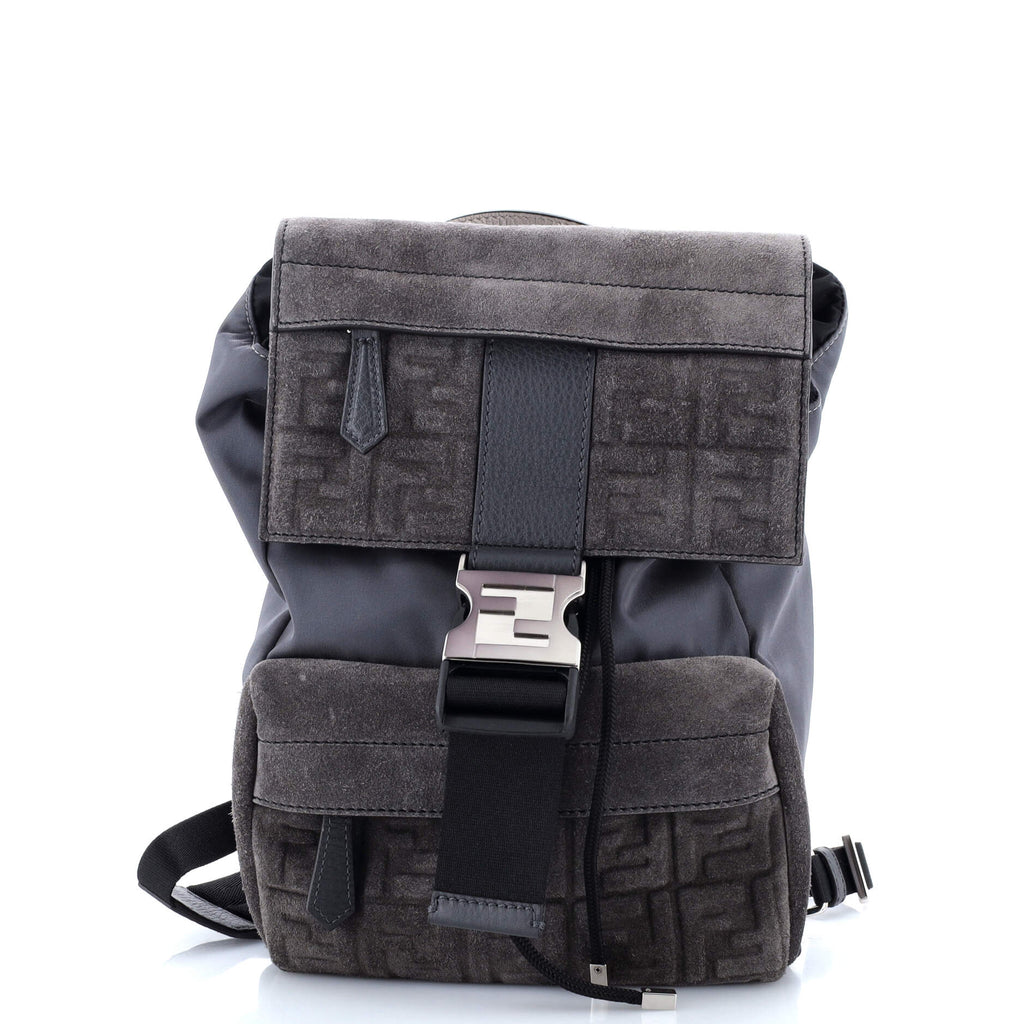 fendiness mini backpack FENDI Cyber Blue Nylon Buckle Crossbody Bag, Small Made in Italy This item is made of ECONYL regenerated nylon obtained from scrap material such as fishing nets and can be endlessly recycled. Este artculo trata sobre Lightness,