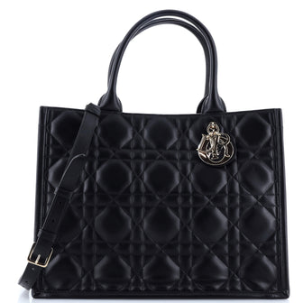 Christian Dior Book Tote with Strap Macrocannage Quilt Calfskin Large