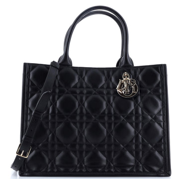 Christian Dior Book Tote with Strap Macrocannage Quilt Calfskin Large