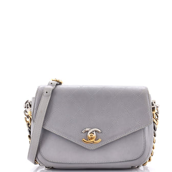 Chanel Two Tone Envelope Flap Bag Quilted Calfskin Medium
