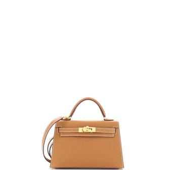 Hermes Kelly Mini II Bag Brown Epsom with Gold Hardware 20