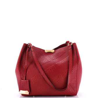 Burberry Canter Tote Check Embossed Leather Small