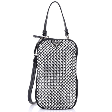 Prada Smartphone Case Crossbody Bag Crystal Embellished Satin