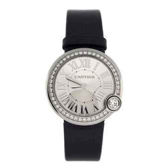 Cartier Ballon Blanc de Cartier Quartz Watch Stainless Steel and Satin with Diamond Bezel 30