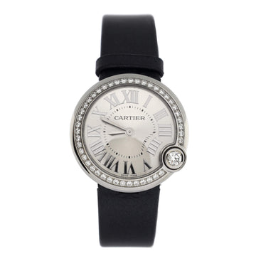 Cartier Ballon Blanc de Cartier Quartz Watch Stainless Steel and Satin with Diamond Bezel 30
