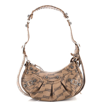 Balenciaga Le Cagole Giant Studs Shoulder Bag BB Monogram Coated Canvas XS