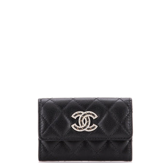 Chanel Crystal CC Flap Card Case Quilted Caviar