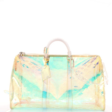 Louis Vuitton Keepall Bandouliere Bag Limited Edition Monogram Prism PVC 50