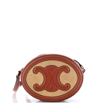Celine Triomphe Oval Crossbody Bag Straw and Leather