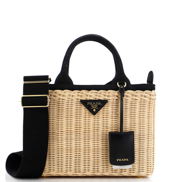 Prada Basket Bag Wicker with Canapa Small