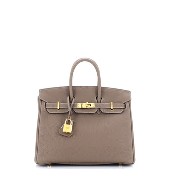 Hermes Birkin Handbag Grey Togo with Gold Hardware 25