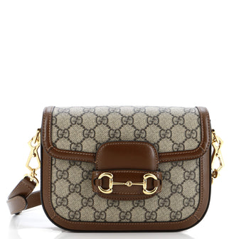 Gucci Horsebit 1955 Shoulder Bag GG Coated Canvas with Leather Mini