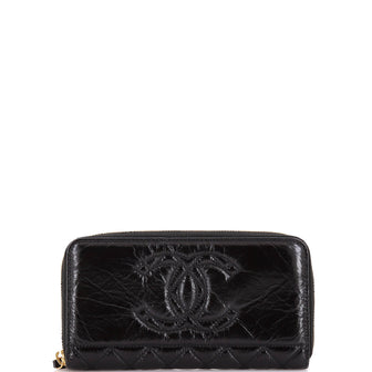 Chanel Paris-31 Rue Cambon Timeless CC Zip Around Wallet Quilted Shiny Aged Calfskin Long