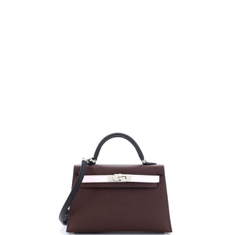 Hermes Kelly Mini II Bag Tricolor Epsom with Palladium Hardware 20