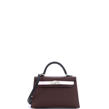 Hermes Kelly Mini II Bag Tricolor Epsom with Palladium Hardware 20