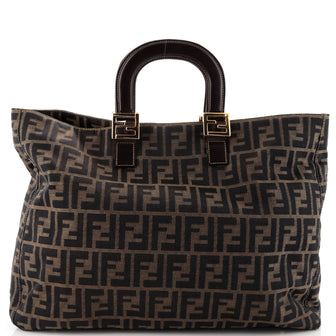 Fendi Vintage FF Handle Tote Zucca Canvas Large
