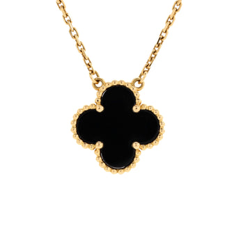 Van Cleef & Arpels Vintage Alhambra Pendant Necklace 18K Yellow Gold and Onyx