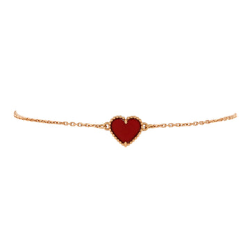 Van Cleef & Arpels Sweet Alhambra Heart Bracelet 18K Rose Gold with Carnelian